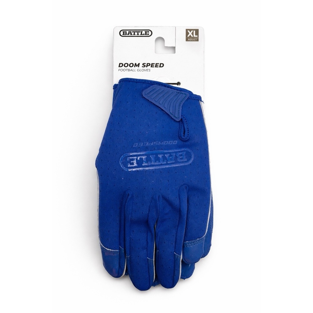 Battle Doom Speed Football Gloves Adult XL Blue Receiver Grip Gloves NWT
